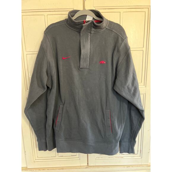 Nike mens size large Arkansas Razorbacks Hogs 1/4 zip sweatshirt - Picture 1 of 4